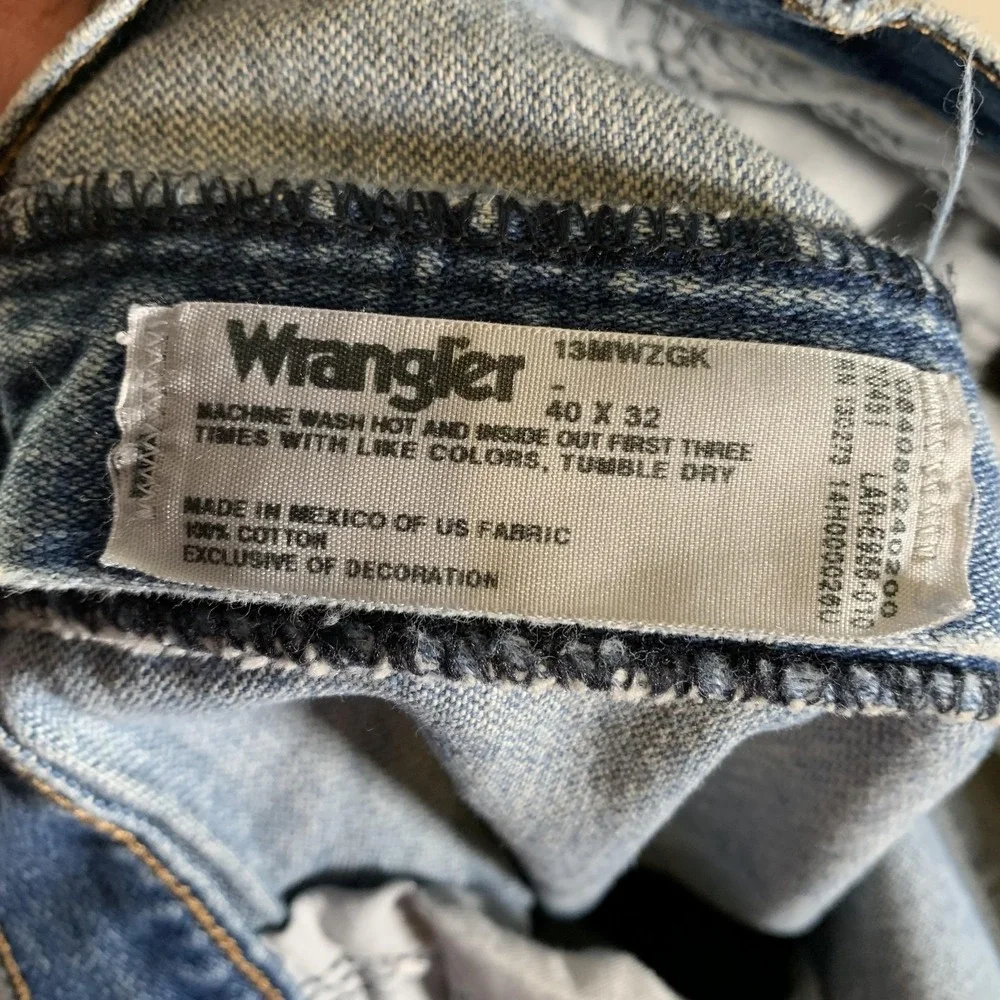 Vintage Wrangler 13MWZGK Cowboy Cut‎ Jeans Mens 40x32 Light Wash Blue Straight